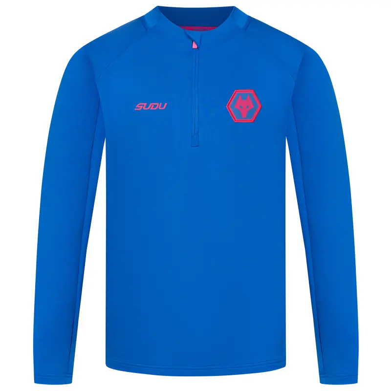 Wolverhampton Wanderers Store | Shop Official 2025-26 Players Training 1/4 Zip – Blue – Junior Wolves Gear